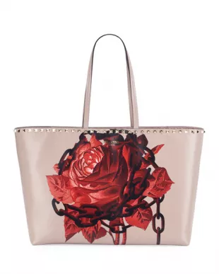 Rockstud Undercover Print Leather Tote Bag