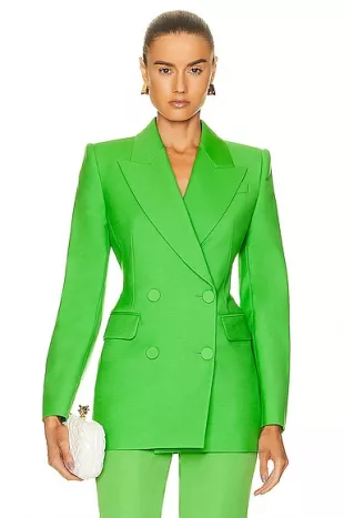 Fitted Double Breasted Jacket in Acid Green