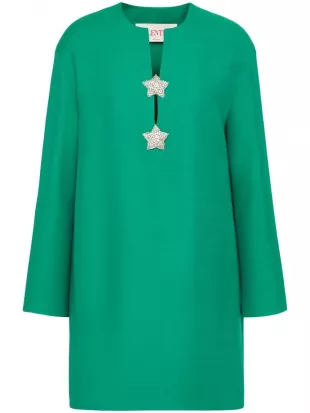 Valentino - Star-embellished Wool-blend Dress