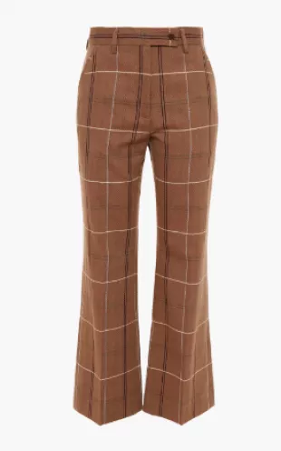 Checked Wool and Cotton-Blend Wide-Leg Pants