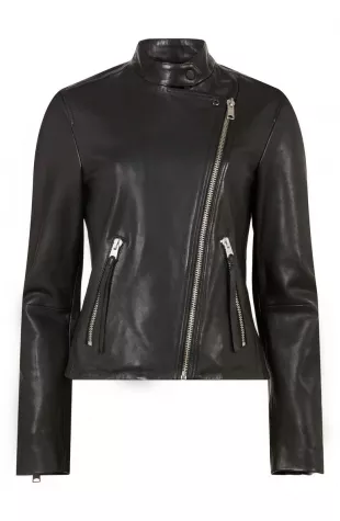 Dalby Tab Neck Leather Moto Jacket