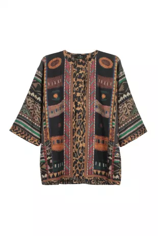 Graphic Patterned Kimono Jacket