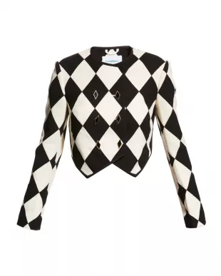 Harlequin Diamond Crop Blazer Jacket