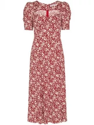 Matin Floral-print Midi Dress In Rot
