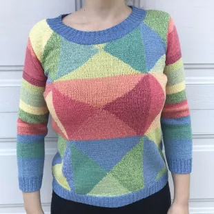 Geometric Colorful Sweater Cotton Blend