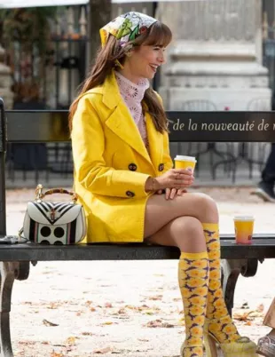 Emily In Paris S03 Lily Collins Yellow Coat