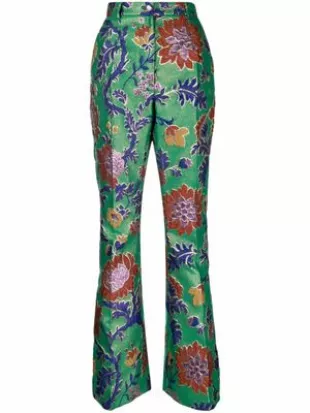 Floral Lurex Jacquard Pants