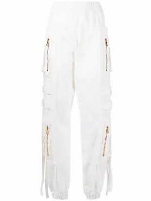 Multi-Zip Tapered Trousers - White