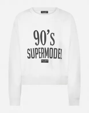 Jersey Sweatshirt with 90's Supermodel Print