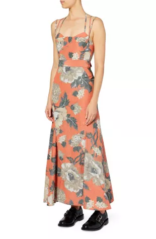 Otto Belted Floral Print Woven Maxi Dress