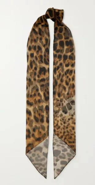 Leopard Print Silk Chiffon Scarf