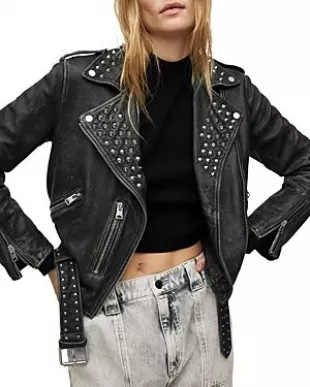 Balfern Studded Leather Biker Jacket