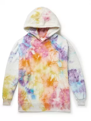 Transcendence Logo-Embroidered Tie-Dyed Cotton-Terry Hoodie - Men - Multi - M