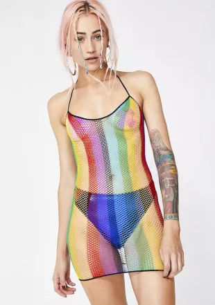 Over The Rainbow Fishnet Dress