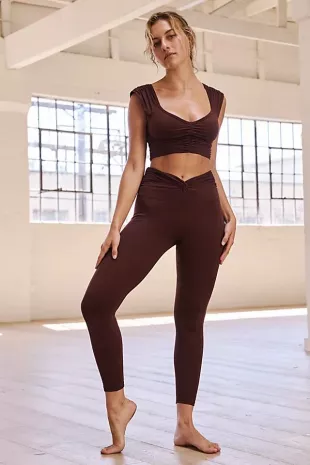 Free People High Rise Ankle Breathe Deeper Leggings worn by Thea