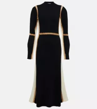 Whip-stitched Wool-blend Midi Dress