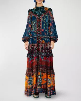 Ainika Tapestry Tiered Maxi Dress