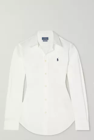 Georgia Embroidered Cotton-Blend Poplin Shirt