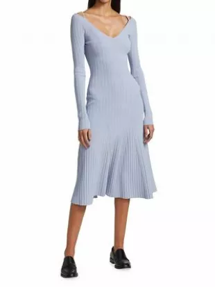 Women's Rib Knit Fit & Flare Midi Dress