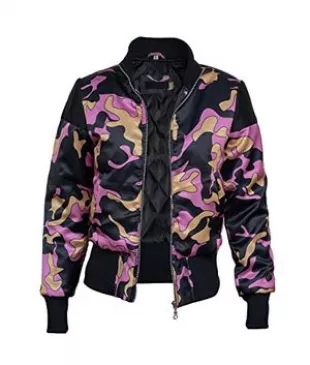 Women's Bomber Jackets Lightweight Zip Up Casual Fall Winter Print Bomber Jacket Outwear