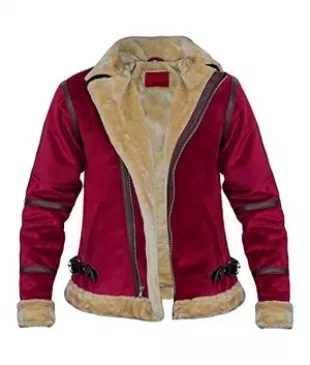 Men’s Red Velvet coat with Faux Fur Style Shearling Jacket