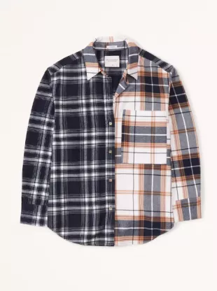 & Fitch Shirt in Navy Plaid Colorblock