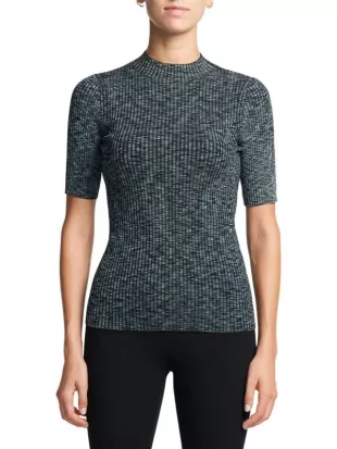 Leenda Short-Sleeve Mockneck Sweater