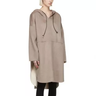 Taupe Wool Cashmere Pullover Coat
