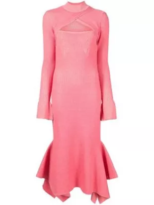 Cut-out Ribbed Knit Dress