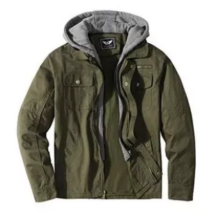 Military Jacket for Men Fashion Lightweight Bomber Jacket with Removable Hood