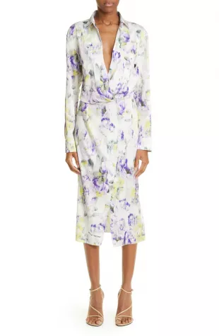 Twisted Floral-print Crepe de chine Wrap-effect Midi Dress