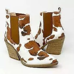 Cow Print Ankle Boots