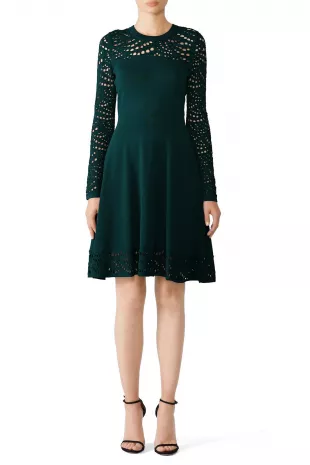 Lace Pointelle Flare Dress