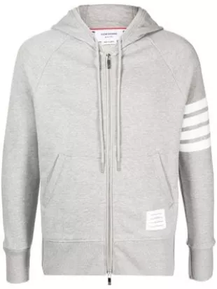Striped Loopback Cotton Jersey Zip Up Hoodie