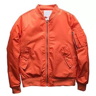 Blouson bomber matelassé à col montant pour homme - Manches zippées - Poche rembourrée - Orange - Taille L