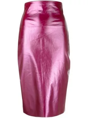Rick Owens - High-waisted Wax-coated Midi Skirt