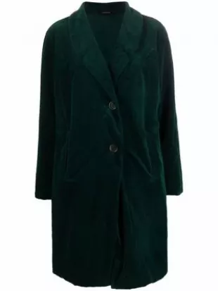 single-breasted corduroy coat - Green
