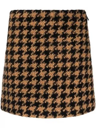 Houndstooth-pattern Mini Skirt