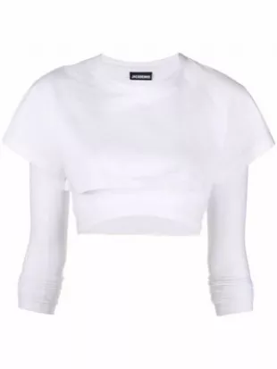 Le Double cropped layered T-shirt