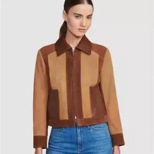 Patchwork Leather And Suede Jacket Tan Brown