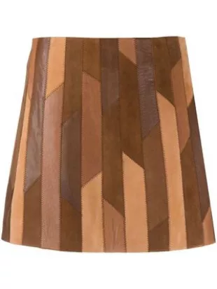 Geometric-Patchwork Mini Skirt