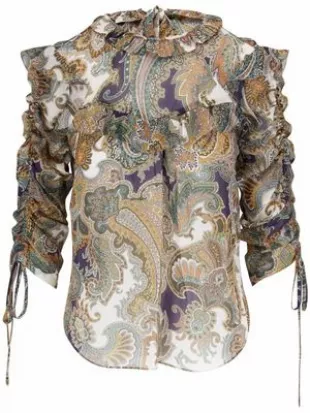 Paisley-print Ruched Blouse