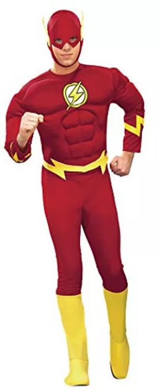 mens Dc Comics Deluxe Muscle Chest the Flash Adult Sized Costumes, Red, Medium US