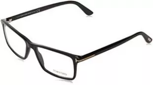 Men's TF 5408 001 Black Clear Rectangular Eyeglasses 56mm, Shiny Black, Shiny Rose Gold "T" Logo, 56/16/145