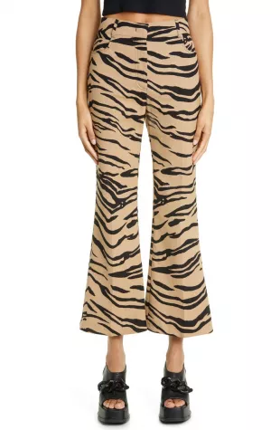 Stella McCartney - Tiger Stripe Crop Wide Leg Blend Pants