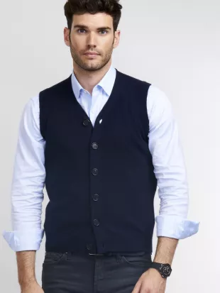 REPEAT cashmere - Men's Buttoned Sweater Vest