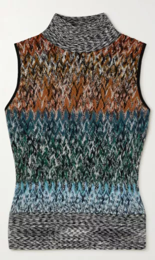 Crochet Knit Wool Blend Turtleneck Vest