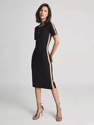 Fall Winter Elegant Office Single Breasted Cardigan Sweater Dress Houndstooth Knitted Bodycon Midi Dress