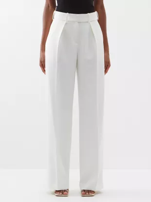 Alexandre Vauthier - High-rise Pleated Crepe Wide-leg Trousers