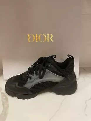 Women D Connect Leather Mesh Fabric Rubber Sneakers Shoes Black
